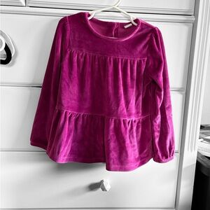 GAP Kids Fuchsia Long Sleeve Tiered Velour Blouse size 5